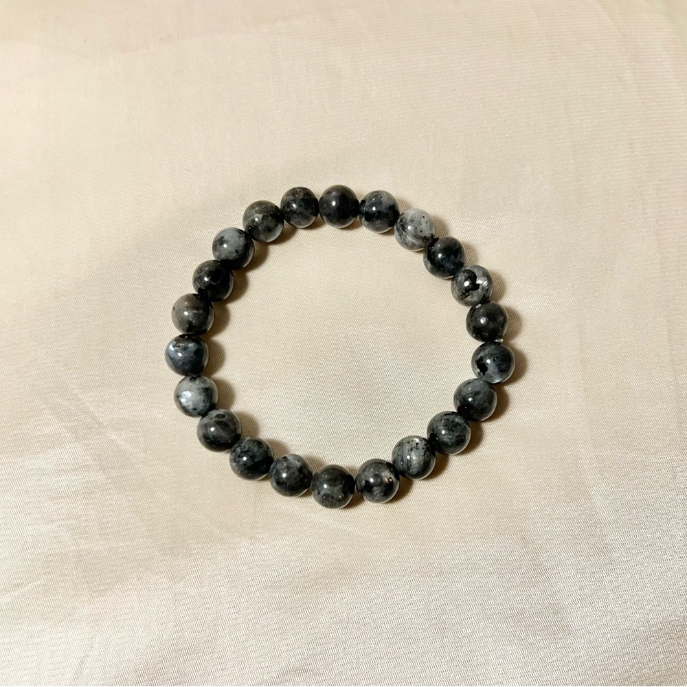 New: 8mm Handmade Larvikite Natural Crystal Bead Bracelet